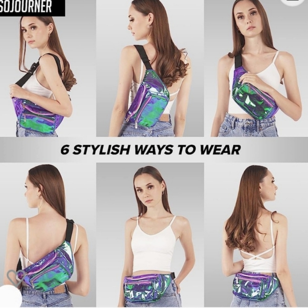 SOJOURNER Holographic Iridescent Purple Fany Pack Belt Bag